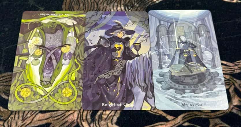 Second half of the year: VI of the Star Coin → Knight of Cups+ → Justice+