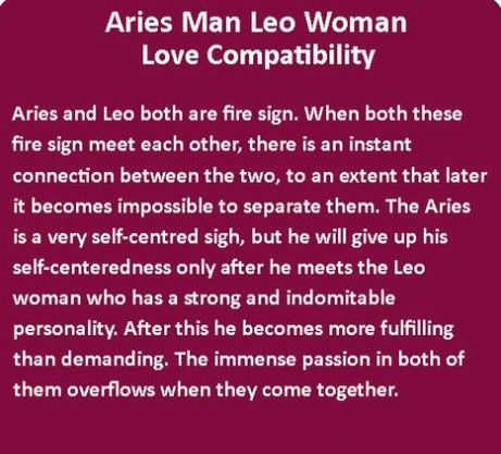 Leo woman aries man love compatibility​