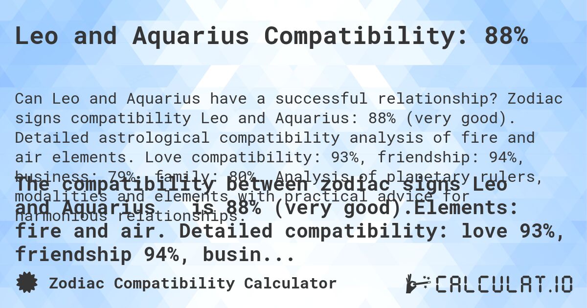 Aquarius Leo business compatibility: What factors affect their success?